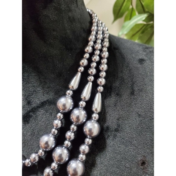 Women's Triple Standard Round Silver Balls Modern Necklace Pendant - Picture 4 of 8